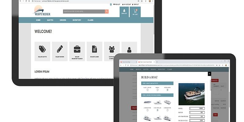 en image of the epicor dealer network portal being used on mobile devices